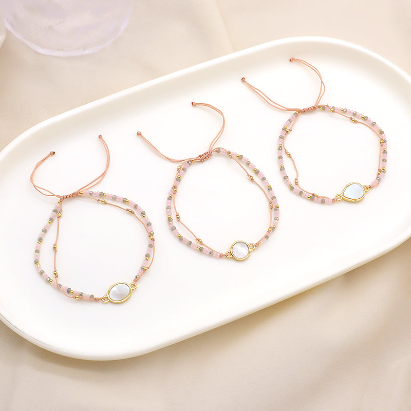 Trendy New Design Wholesale Custom Fashion Handmade Manufacture Shell Charm Glass Crystal Beads Jewelry