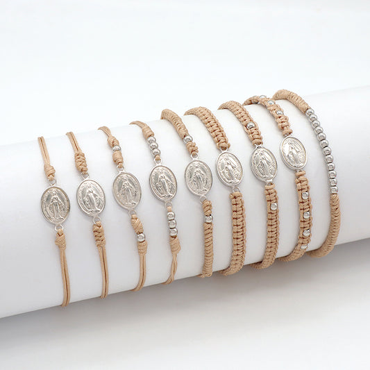 Newest Wholesale Handmade China Factory Gold Plated 925 Sterling Silver Pendant Beads Cotton Thread Bracelet For Gift Women