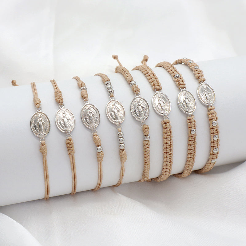 Newest Wholesale Handmade China Factory Gold Plated 925 Sterling Silver Pendant Beads Cotton Thread Bracelet For Gift Women