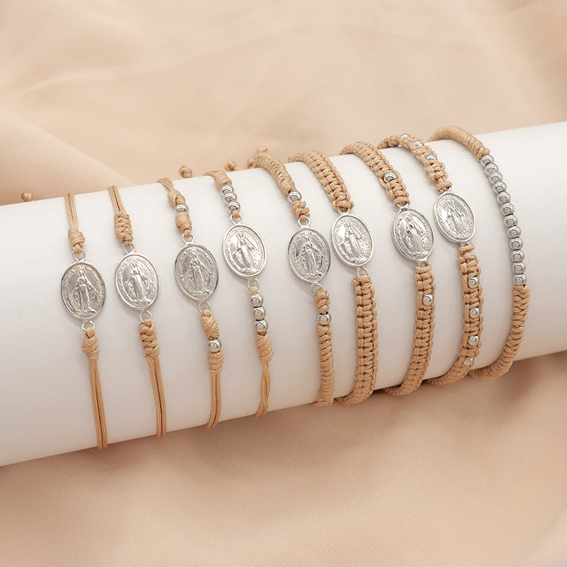 Newest Wholesale Handmade China Factory Gold Plated 925 Sterling Silver Pendant Beads Cotton Thread Bracelet For Gift Women