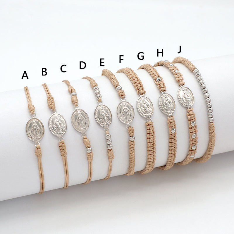 Newest Wholesale Handmade China Factory Gold Plated 925 Sterling Silver Pendant Beads Cotton Thread Bracelet For Gift Women