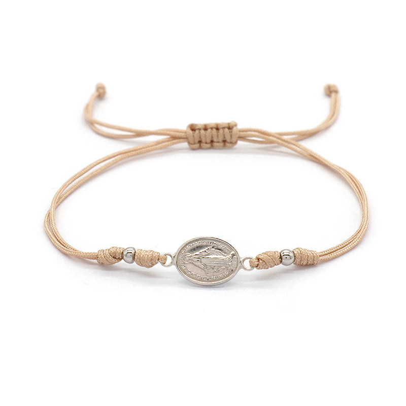 Newest Wholesale Handmade China Factory Gold Plated 925 Sterling Silver Pendant Beads Cotton Thread Bracelet For Gift Women