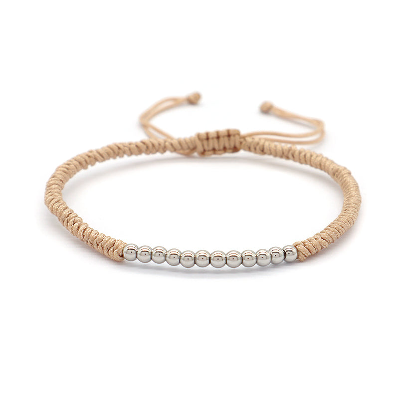 Newest Wholesale Handmade China Factory Gold Plated 925 Sterling Silver Pendant Beads Cotton Thread Bracelet For Gift Women