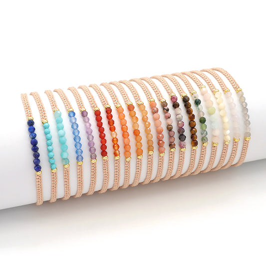 Natural Stone Beads Bracelet With 925 Sterling Silver Beads / Brass Beads