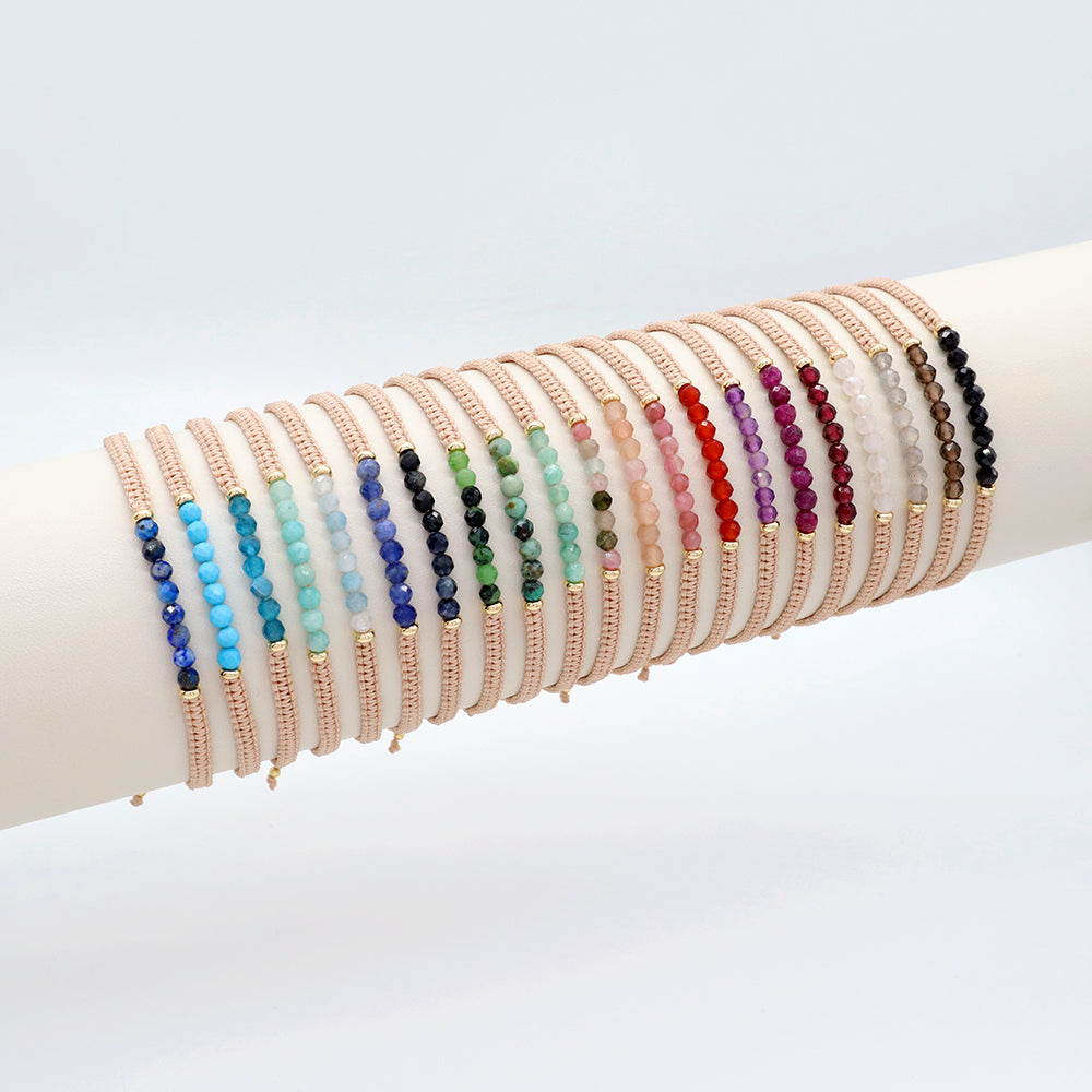 Natural Stone Beads Bracelet With 925 Sterling Silver Beads / Brass Beads