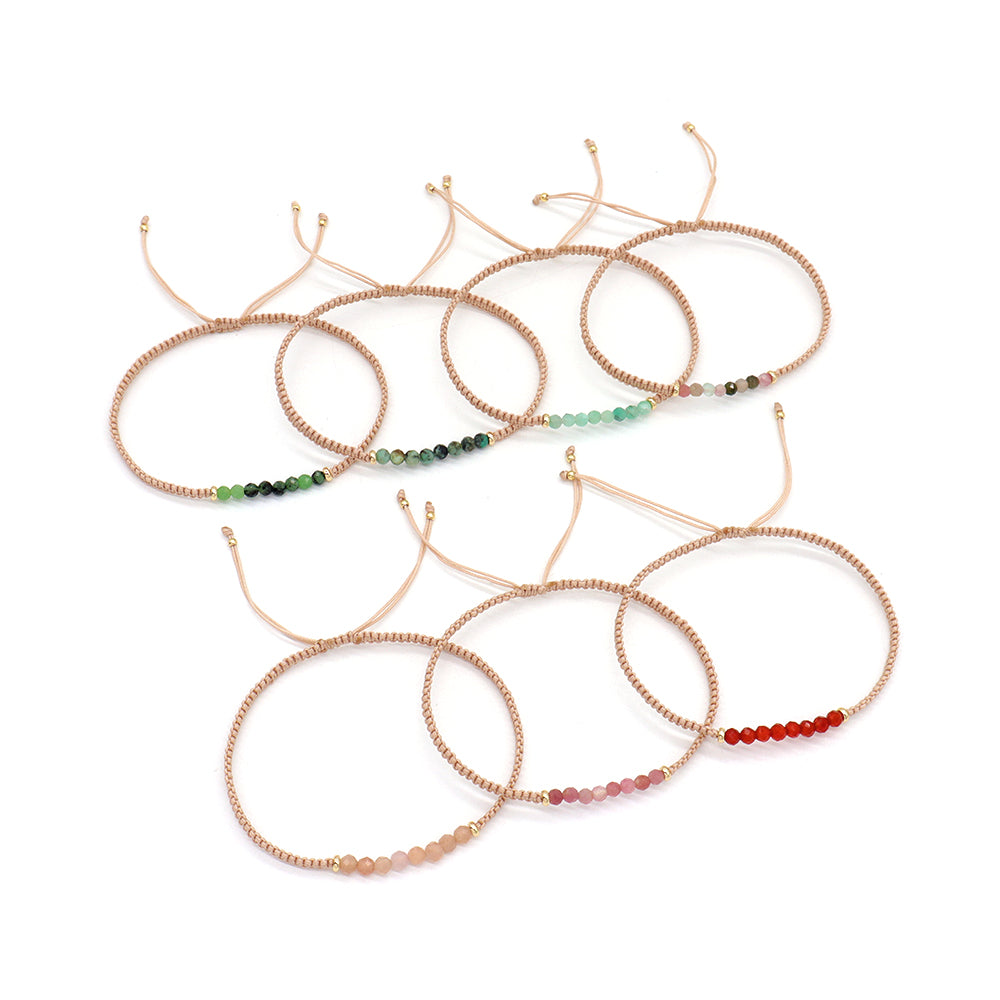 Natural Stone Beads Bracelet With 925 Sterling Silver Beads / Brass Beads