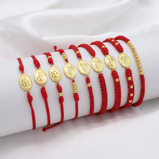 Wholesale Custom Handmade OEM Manufacture Adjustable Hand-Woven Thread Gold-Plated 925 Sterling Silver Charms Braided Rope Bracelet Jewelry Bangle Bracelet
