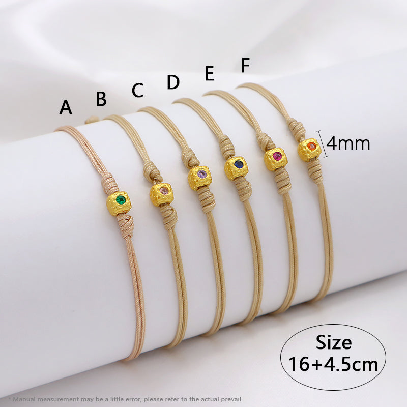 Wholesale Custom Handmade OEM Manufacture Adjustable Hand-Woven Thread Brass Charms Braided Cotton Wire Bracelet Jewelry Bangle Bracelet