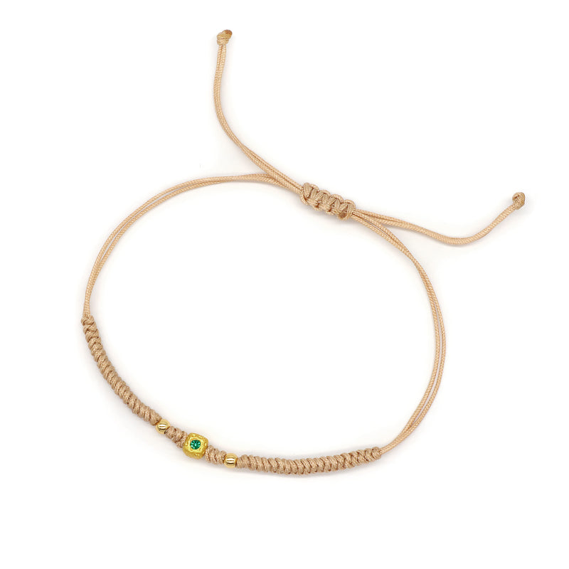 Wholesale Custom Handmade OEM Manufacture Adjustable Hand-Woven Thread Brass Charms Braided Cotton Wire Bracelet Jewelry Bangle Bracelet