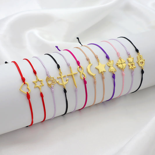 Wholesale Custom Handmade OEM Manufacture Adjustable Hand-Woven Thread 925 Sterling Silver Charms Braided Colorful Cotton Wire Bracelet Jewelry Bangle Bracelet