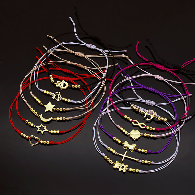 Wholesale Custom Handmade OEM Manufacture Adjustable Hand-Woven Thread 925 Sterling Silver Charms Braided Colorful Cotton Wire Bracelet Jewelry Bangle Bracelet