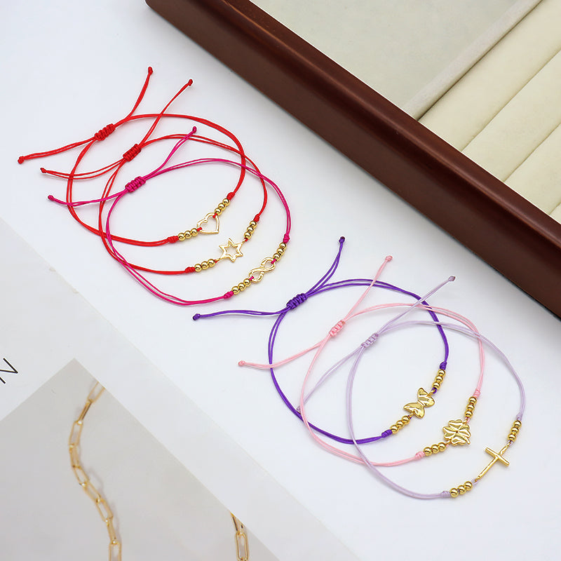 Wholesale Custom Handmade OEM Manufacture Adjustable Hand-Woven Thread 925 Sterling Silver Charms Braided Colorful Cotton Wire Bracelet Jewelry Bangle Bracelet