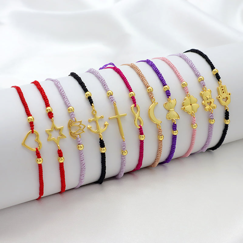 Wholesale Custom Handmade OEM Manufacture Adjustable Hand-Woven Thread 925 Sterling Silver Charms Braided Colorful Cotton Wire Bracelet Jewelry Bangle Bracelet