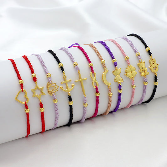 Wholesale Custom Handmade OEM Manufacture Adjustable Hand-Woven Thread 925 Sterling Silver Charms Braided Colorful Cotton Wire Bracelet Jewelry Bangle Bracelet