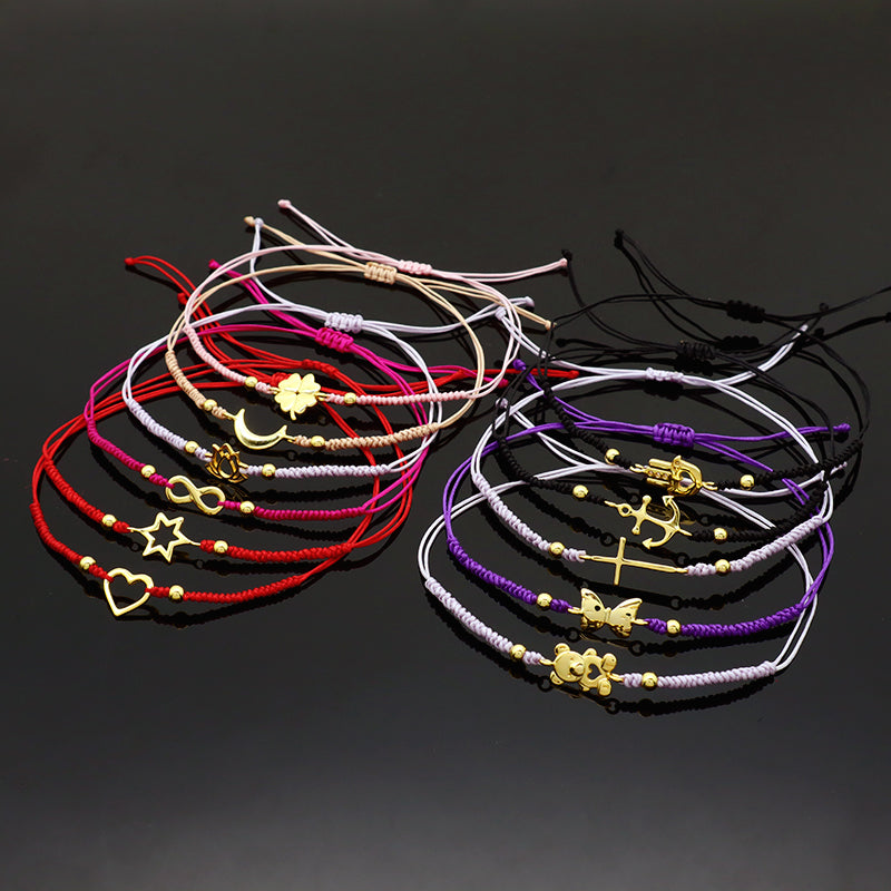 Wholesale Custom Handmade OEM Manufacture Adjustable Hand-Woven Thread 925 Sterling Silver Charms Braided Colorful Cotton Wire Bracelet Jewelry Bangle Bracelet