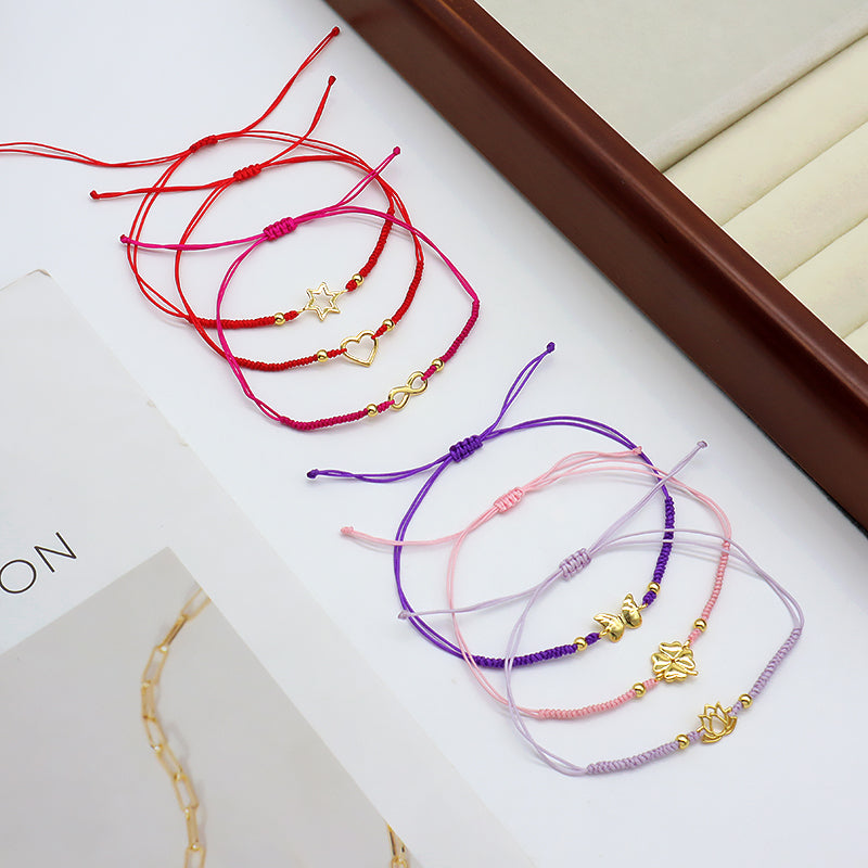 Wholesale Custom Handmade OEM Manufacture Adjustable Hand-Woven Thread 925 Sterling Silver Charms Braided Colorful Cotton Wire Bracelet Jewelry Bangle Bracelet