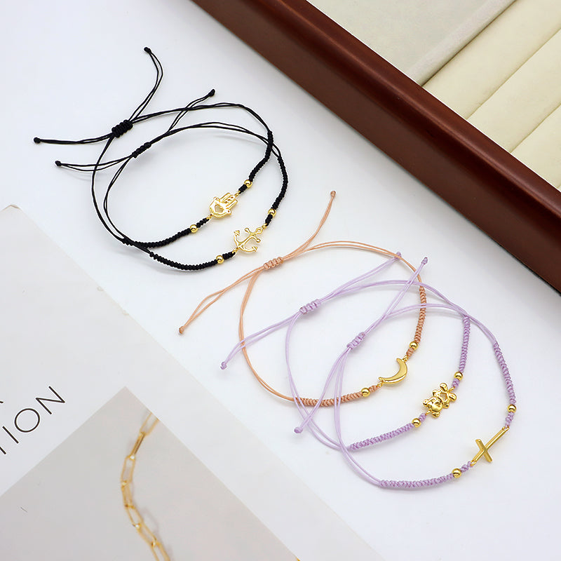 Wholesale Custom Handmade OEM Manufacture Adjustable Hand-Woven Thread 925 Sterling Silver Charms Braided Colorful Cotton Wire Bracelet Jewelry Bangle Bracelet