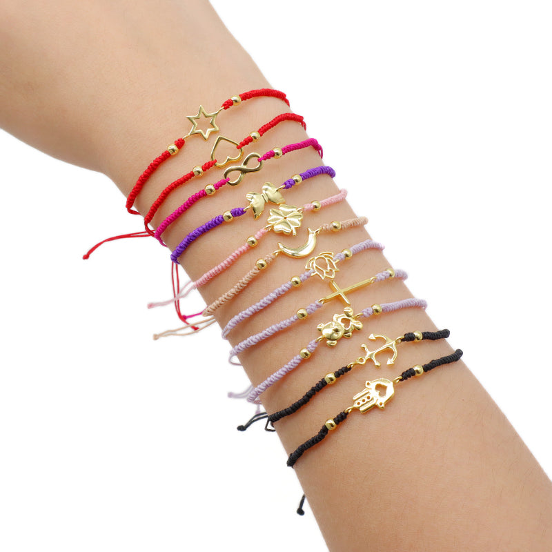 Wholesale Custom Handmade OEM Manufacture Adjustable Hand-Woven Thread 925 Sterling Silver Charms Braided Colorful Cotton Wire Bracelet Jewelry Bangle Bracelet