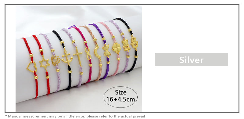 Wholesale Custom Handmade OEM Manufacture Adjustable Hand-Woven Thread 925 Sterling Silver Charms Braided Colorful Cotton Wire Bracelet Jewelry Bangle Bracelet