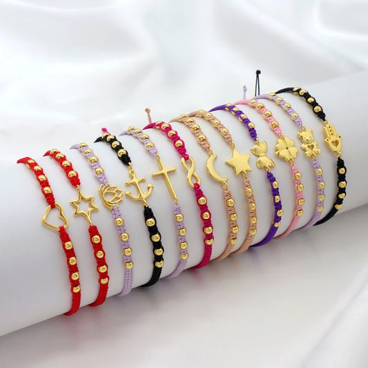Wholesale Custom Handmade OEM Manufacture Adjustable Hand-Woven Thread 925 Sterling Silver Charms Braided Colorful Cotton Wire Bracelet Jewelry Bangle Bracelet