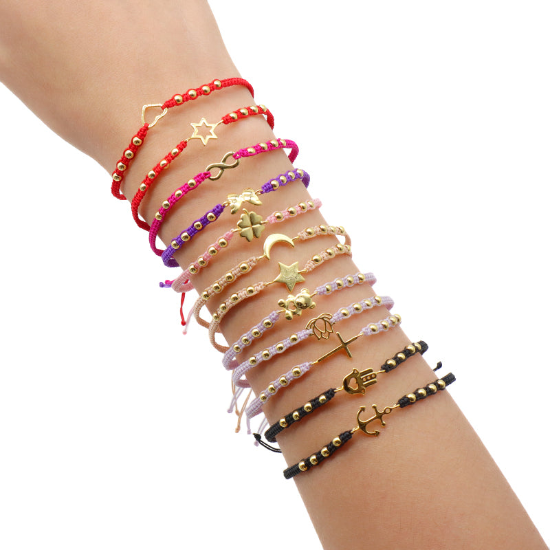 Wholesale Custom Handmade OEM Manufacture Adjustable Hand-Woven Thread 925 Sterling Silver Charms Braided Colorful Cotton Wire Bracelet Jewelry Bangle Bracelet