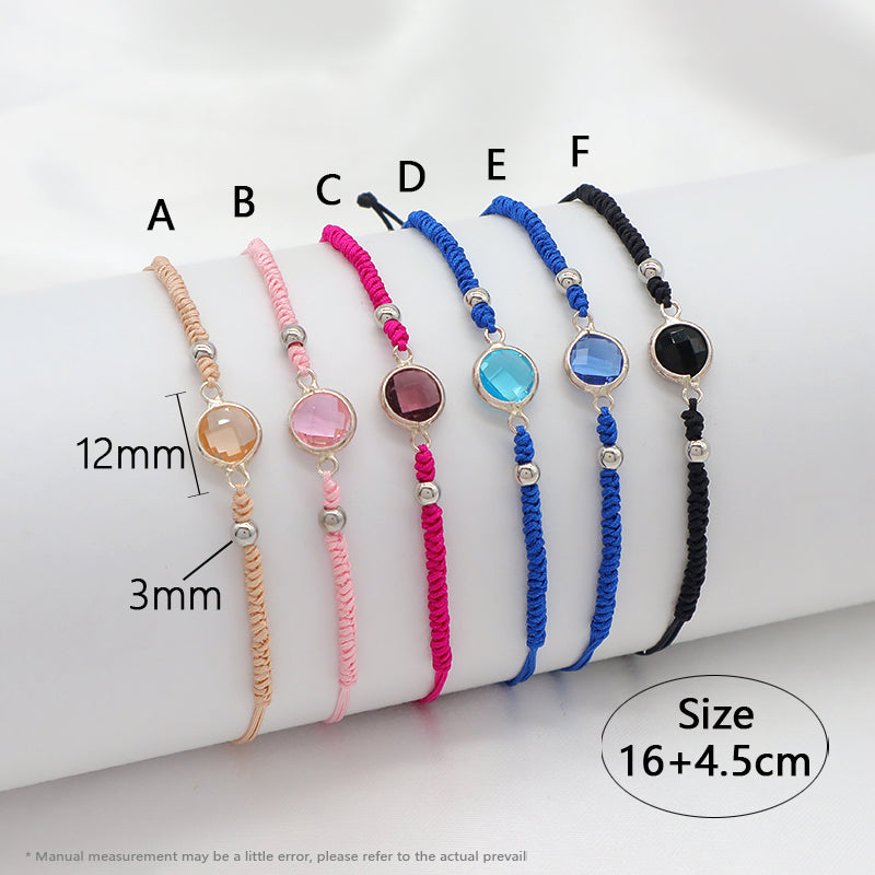 Handmade OEM Manufacture Custom Fashion Gift Braided Multicolour Rope Adjustable 925 Sterling Silver CZ Charm Bracelet For Teen Girl Women