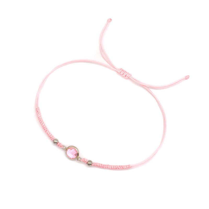 Handmade OEM Manufacture Custom Fashion Gift Braided Multicolour Rope Adjustable 925 Sterling Silver CZ Charm Bracelet For Teen Girl Women