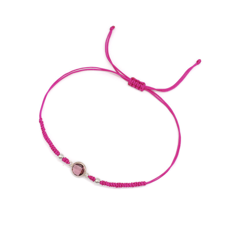 Handmade OEM Manufacture Custom Fashion Gift Braided Multicolour Rope Adjustable 925 Sterling Silver CZ Charm Bracelet For Teen Girl Women