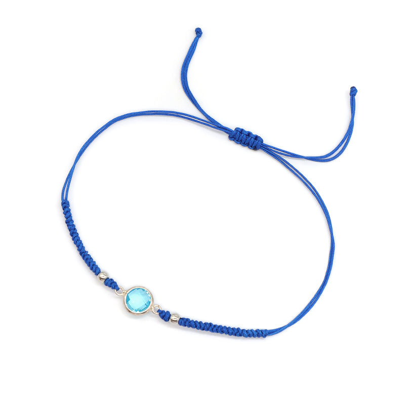 Handmade OEM Manufacture Custom Fashion Gift Braided Multicolour Rope Adjustable 925 Sterling Silver CZ Charm Bracelet For Teen Girl Women
