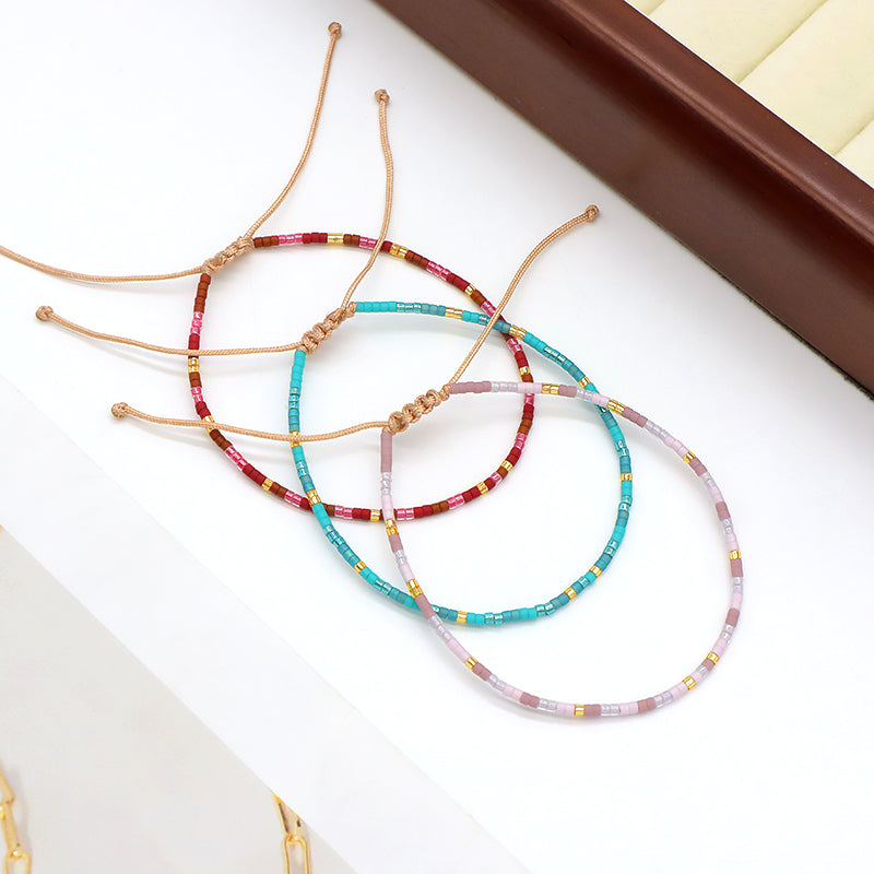 Customized Fashionable Wholesale Braided Woven Macrame Bracelet Fashion Jewelry Women Handmade Adjustable Miyuki Beaded Bracelet