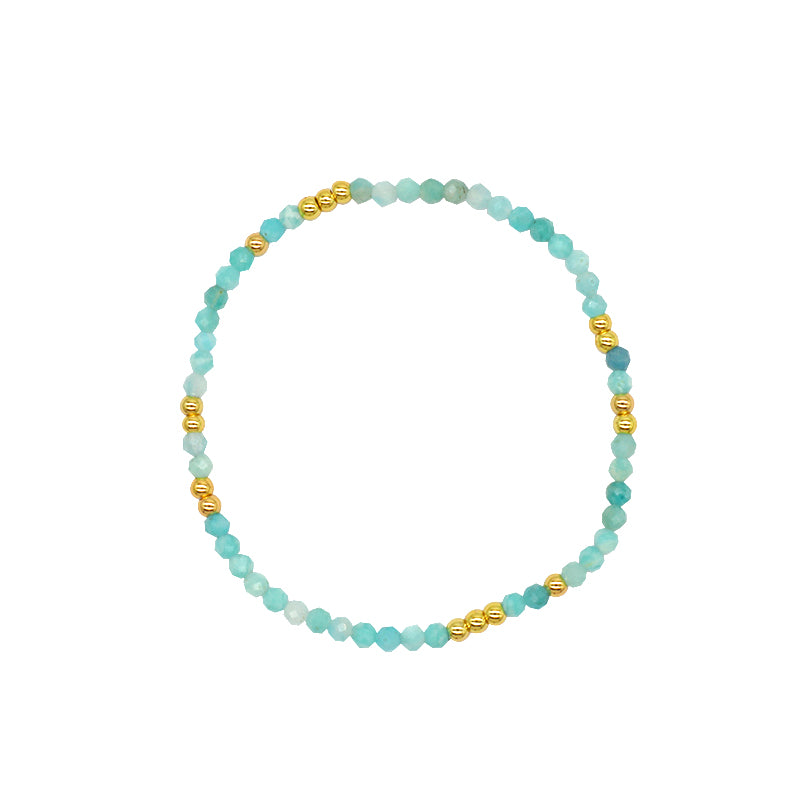 Custom Gemstone Silver Gold Plated 3mm Natural Stone Beads Elastic Handmade Bracelet