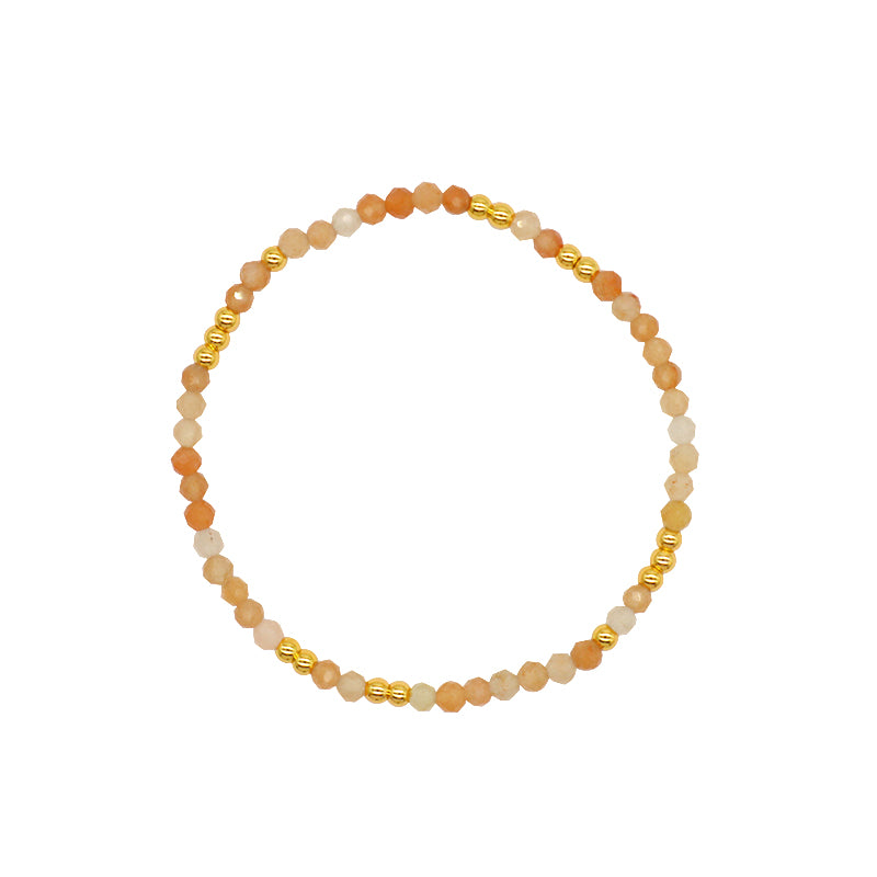 Custom Gemstone Silver Gold Plated 3mm Natural Stone Beads Elastic Handmade Bracelet