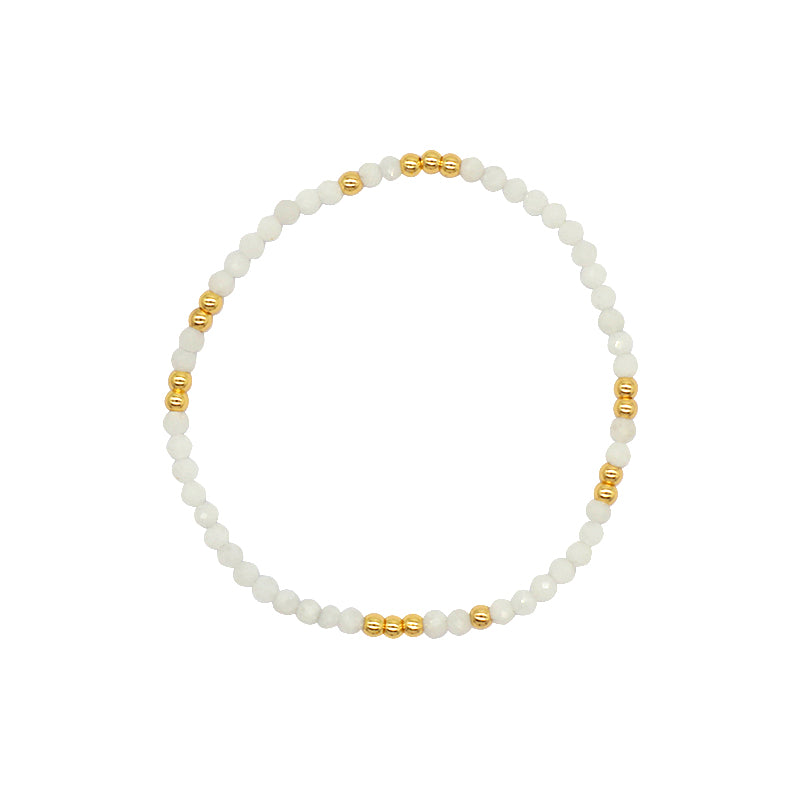Custom Gemstone Silver Gold Plated 3mm Natural Stone Beads Elastic Handmade Bracelet