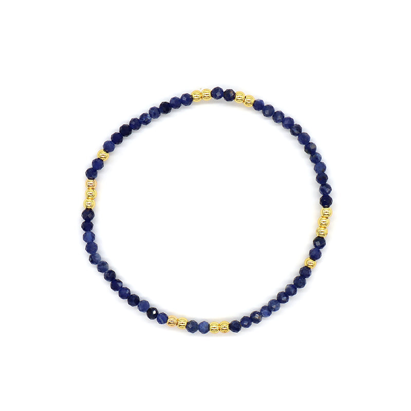 Custom Gemstone Silver Gold Plated 3mm Natural Stone Beads Elastic Handmade Bracelet