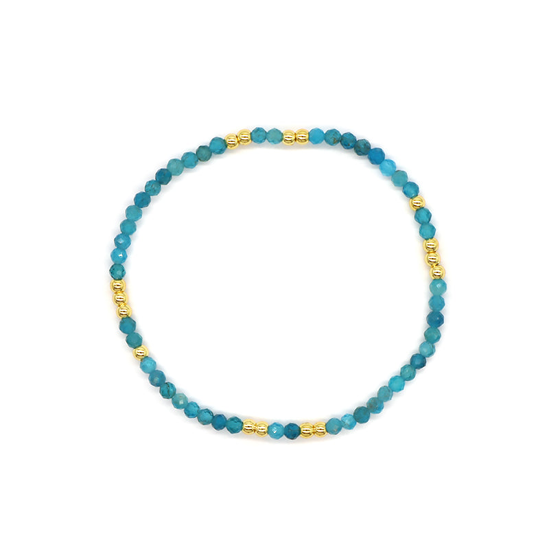 Custom Gemstone Silver Gold Plated 3mm Natural Stone Beads Elastic Handmade Bracelet