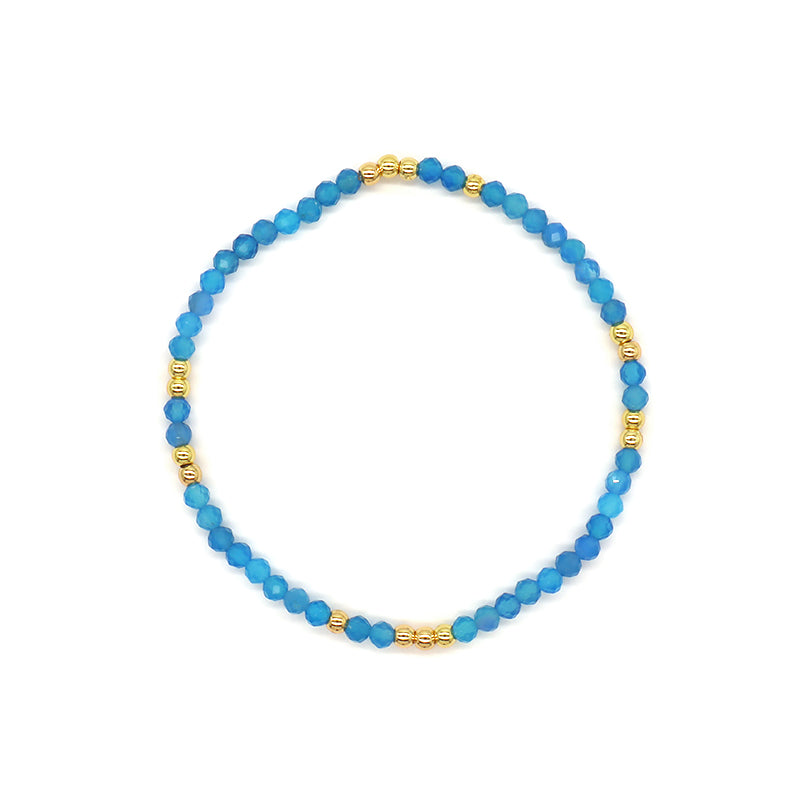 Custom Gemstone Silver Gold Plated 3mm Natural Stone Beads Elastic Handmade Bracelet