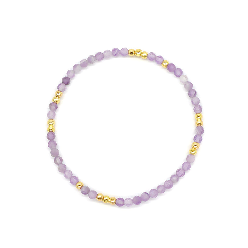 Custom Gemstone Silver Gold Plated 3mm Natural Stone Beads Elastic Handmade Bracelet