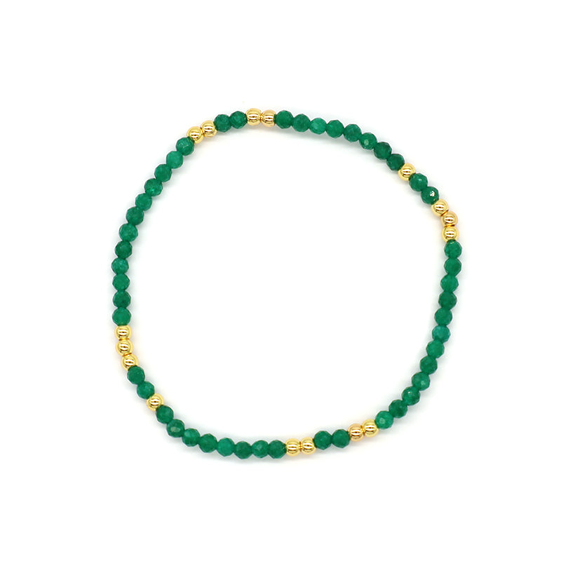 Custom Gemstone Silver Gold Plated 3mm Natural Stone Beads Elastic Handmade Bracelet