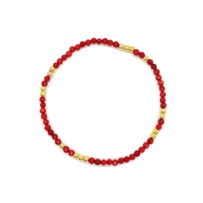 Custom Gemstone Silver Gold Plated 3mm Natural Stone Beads Elastic Handmade Bracelet