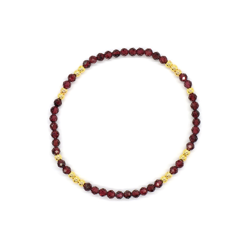 Custom Gemstone Silver Gold Plated 3mm Natural Stone Beads Elastic Handmade Bracelet