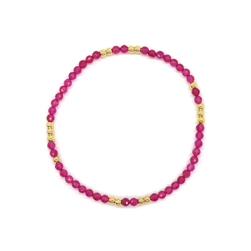 Custom Gemstone Silver Gold Plated 3mm Natural Stone Beads Elastic Handmade Bracelet