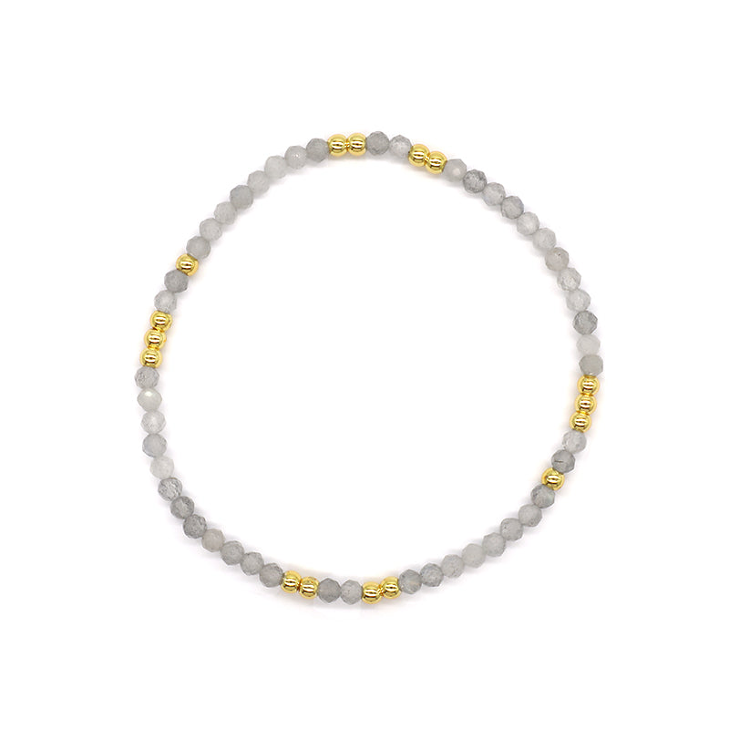 Custom Gemstone Silver Gold Plated 3mm Natural Stone Beads Elastic Handmade Bracelet