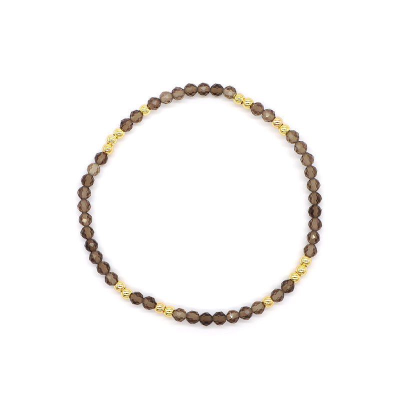 Custom Gemstone Silver Gold Plated 3mm Natural Stone Beads Elastic Handmade Bracelet