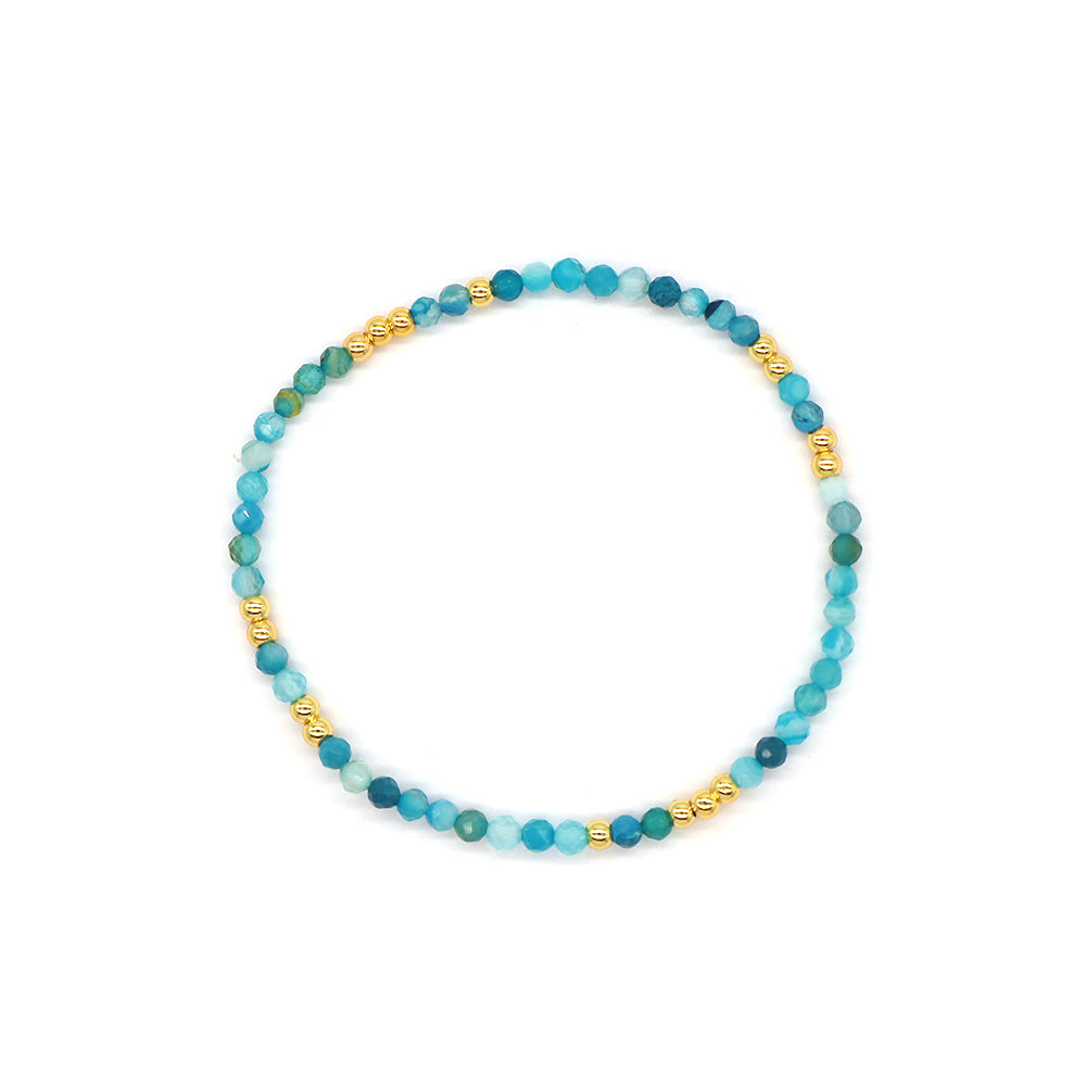 Custom Gemstone Silver Gold Plated 3mm Natural Stone Beads Elastic Handmade Bracelet