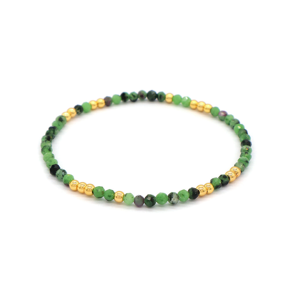 Custom Gemstone Silver Gold Plated 3mm Natural Stone Beads Elastic Handmade Bracelet