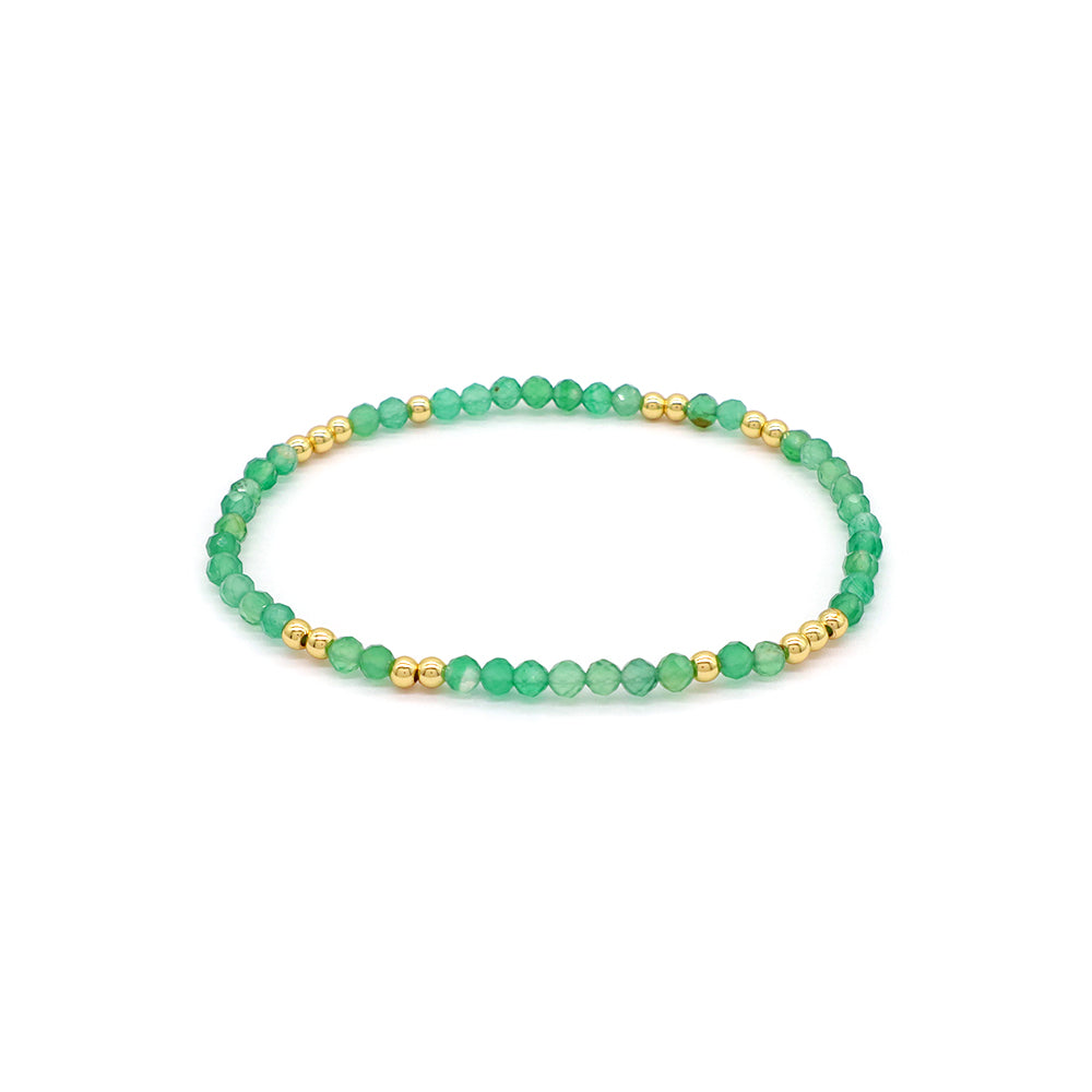 Custom Gemstone Silver Gold Plated 3mm Natural Stone Beads Elastic Handmade Bracelet