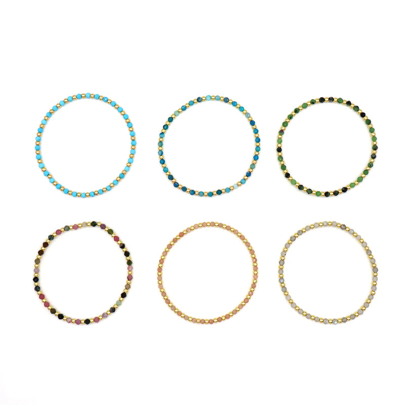 Natural Stone Beads With Gold Plated 925 Sterling Silver Brass Beads Bracelet