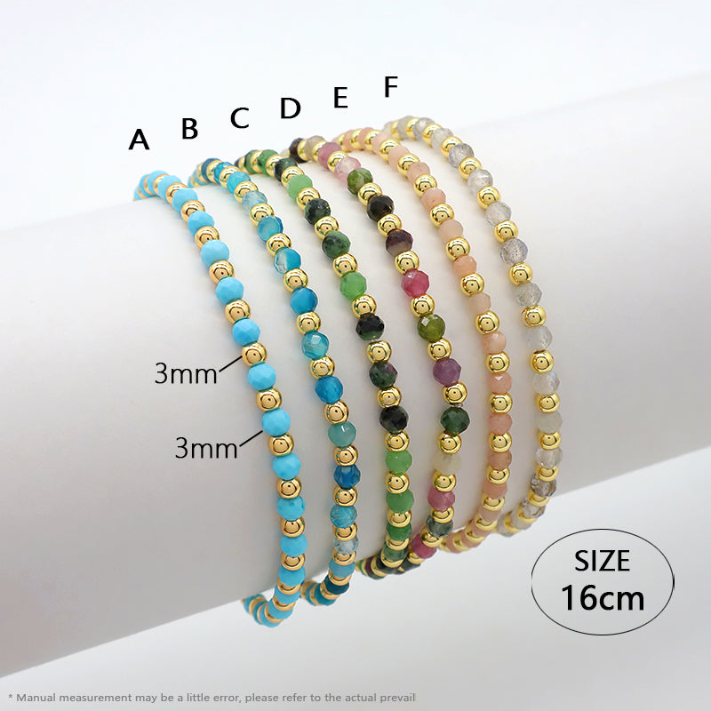 Natural Stone Beads With Gold Plated 925 Sterling Silver Brass Beads Bracelet