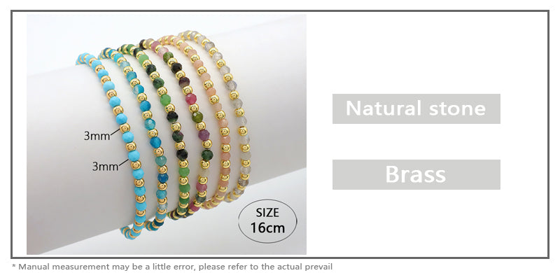 Natural Stone Beads With Gold Plated 925 Sterling Silver Brass Beads Bracelet