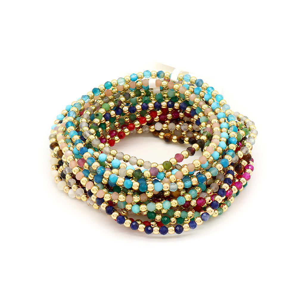 Natural Stone Beads With Gold Plated 925 Sterling Silver Brass Beads Bracelet
